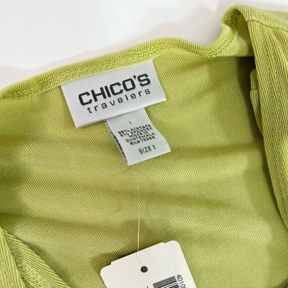 Chico's Hadley Jacket Tank Top Womens Medium Tart Green 1 Set Nwt Slinky Mature - Picture 3 of 11